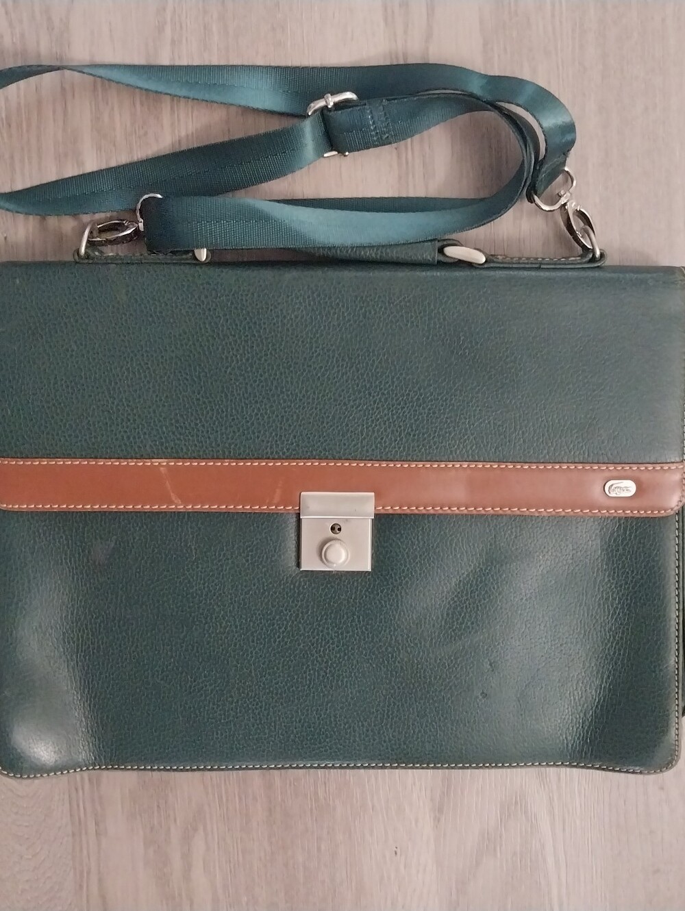 Lacoste Green Leather Briefcase